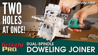 Dowel Joinery Twice as Fast Grizzlys DualSpindle Doweling Joiner Product Review [upl. by Latrena]