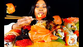 ASMR MUKBANG SUSHI amp SASHIMI PLATTER  SUSHI MUKBANG  SALMON SASHIMI  MUKBANG  EAT SPICY WITH TEE [upl. by Lashonda]