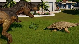 Nodosaurus Sauropelta amp TRex Breakout amp Fight Jurassic World Evolution 1080p 60FPS [upl. by Killigrew766]