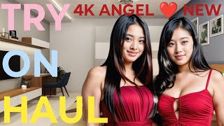 FISHNET YELLOW OUTFIT TRANSPARENT TRY ON HAUL 4K ANGEL MIRROR ❤️❤️ [upl. by Rocco]