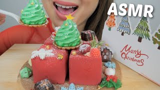 Christmas MOUSSE Cake ASMR Soft Relaxing Eating Sounds  NE Lets Eat [upl. by Pooley696]