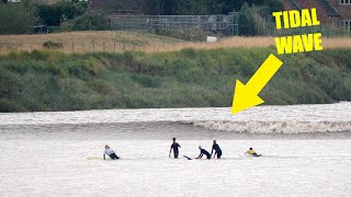 20ft Tide Surge Causes TIDAL BORE in Severn River England [upl. by Kho448]