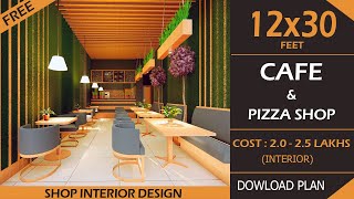 12x30 Cafe Shop  Pizza shop  Best Cafe Design  coffee shop interior design  Green Themed Cafe [upl. by Eedolem]