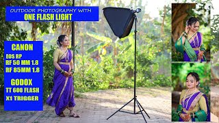 Outdoor photography with one single flash light  Canon Photography  85mm 18 amp 50mm 18 RF lens [upl. by Dionysus]