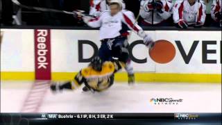 Dennis Seidenberg hit on Alex Ovechkin Washington Capitals vs Boston Bruins 41212 NHL hockey [upl. by Dogs558]