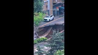 Watch Construction Site Collapses Into Sinkhole [upl. by Eanyl]