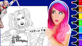 Coloring Harley Quinn DC Suicide Squad Coloring Page  Ohuhu Art Markers [upl. by Anivas]