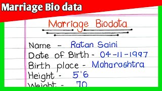 Marriage Biodata  Biodata For Marriage  Marriage Biodata Format In English [upl. by Phionna940]