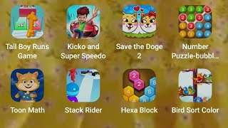 Tall boy runs game hexa block gameplay toon math stack rider save the doge 2 bird sort colour [upl. by Aihselef167]