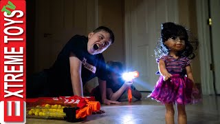 Crazy Doll Nerf Battle Round 3 Sneak Attack Squad VS Spooky Doll [upl. by Kuehnel963]