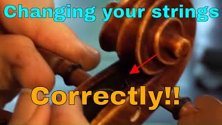 How to change a violin string and doing it the right way so the string lasts longer [upl. by Nastassia327]