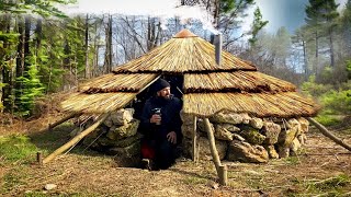 Building of a round bushcraft dugout for survival in the wild [upl. by Reppart]