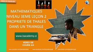 PROPRIETE DE THALES DANS UN TRIANGLE  MATHEMATIQUE NIVEAU 3EME  LEÇON 2  VIDEO 44 [upl. by Bui]