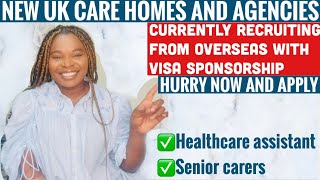 UK CARE HOMES AND AGENCIES CURRENTLY RECRUITING WITH VISA SPONSORSHIPHURRY AND APPLY NOW [upl. by Ness]