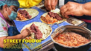 Street Food Of Nicaragua  Gallo Pinto Repocheta Enchilada Chalupa  Cooking Nicaraguan Food [upl. by Vasiliki]