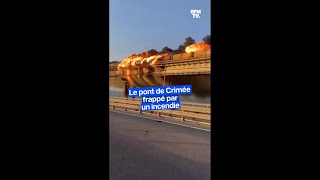 Guerre en Ukraine le pont de Crimée frappé par une explosion [upl. by Savannah368]