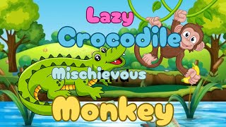 lazy CrocodileampMischievous Monkeyviral trendinganimalsbedtimestories birds animals short video [upl. by Yesiad]