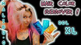 HAIR COLOR REMOVER on PINK HAIR DYE  Removing Pink Hair Dye with MALIBU DDL XL [upl. by Mozart]