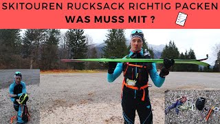 PACKLISTE Skitouren Rucksack 📝 WAS MUSS MIT  Rucksack richtig packen mit Erklärungen  Tutorial [upl. by Aniwde]