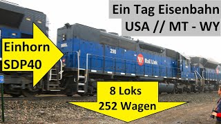 Einhorn und unendlicher Kohlenzug  ein Tag Eisenbahn USA Helena MT  Douglas WY  AE 308 [upl. by Persse]