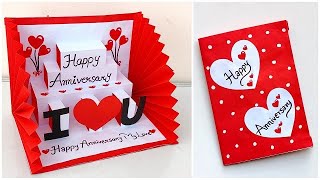 DIY Anniversary pop up card 2024  Anniversary greeting card for mom and dad  Anniversary card [upl. by Ycnaf]