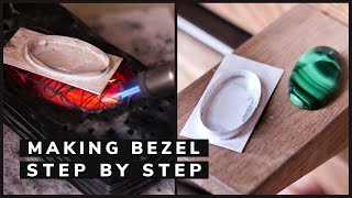 SILVER BEZEL for cabochon STEP BY STEP with list of tools How to make a bezel setting [upl. by Livingston695]