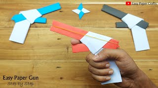 How to Make Paper Toy Gun That Go Very Fast  DIY New Model Rubber Band Gun  Easy Paper Toy Ideas [upl. by Targett413]