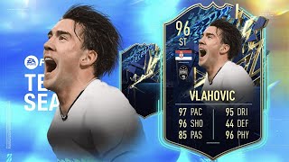 FIFA 22 DUSAN VLAHOVIC 96 TOTS PLAYER REVIEW I FIFA 22 ULTIMATE TEAM [upl. by Eveineg]