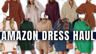 HUGE Sweater Dress TryOn Haul amp Review from Amazon [upl. by Zurheide]