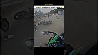 Crash💥Chhapri Rider want to Race with Kawasaki Ninja Zx10r 😂shorts bike rider zx10r crash [upl. by Gilford663]