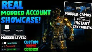 BO3 REAL MODDED ACCOUNT SHOWCASE MODDED LEVEL CLASSES INSTANT 5000 CRYPTOKEYS GAMERTAG COLORS [upl. by Willett]