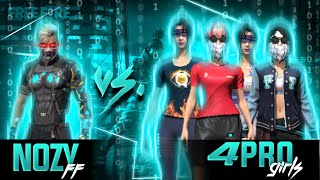 NOZY 👑⚔️ vs 4 TRYHARDS GIRL💗  Free Fire 1vs4 Gameplay 😳 [upl. by Marian231]