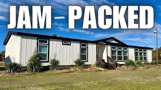 This NEW mobile home is LOADED to the BRIM w space amp amenities Prefab House Tour [upl. by Ahsehat]