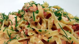 Tagliatelles au saumon frais par Alain Ducasse [upl. by Adirf488]