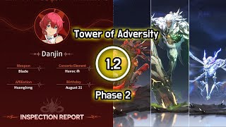 F2P Danjin Solo  Tower of Adversity 12 Phase 2  9Star Clear  Wuthering Waves [upl. by Yenttihw]