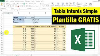 Como hacer una TABLA de INTERES SIMPLE en Excel [upl. by Matthei]