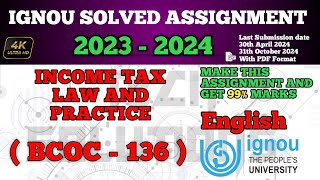 BCOC 136 Solved Assignment 202324 In English Medium  BCOC 136 SOLVED ASSIGNMENT 2024  BCOC136 [upl. by Macintyre]