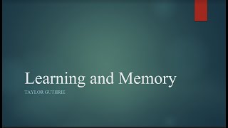 Learning and Memory [upl. by Ednalrim]