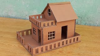 How To Make Small Cardboard House For School project  Cardboard House Making For kids [upl. by Hereld]