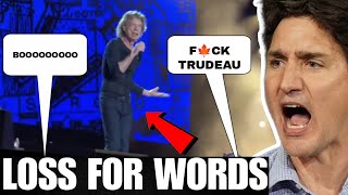 Entire stadium BOOING TRUDEAU leaves Mick Jagger SPEECHLESS [upl. by Hildick]