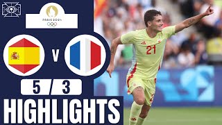 Spain vs France  53  Mens Football  Paris 2024 Highlights  france vs spain [upl. by Elyrpa]