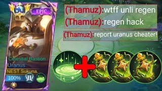 GLOBAL URANUS SECRET TRICK TO DOMINATE THAMUZ IN EXP LANE🔥GLOBAL URANUS REGEN HACK BUILD  MLBB [upl. by Zoellick766]