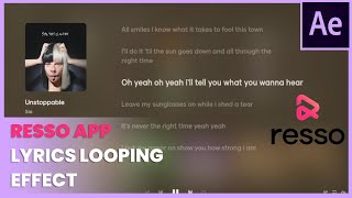 Resso App Music Lyrics Looping Animation in After Effects  After Effects Animation Tutorial [upl. by Itida]