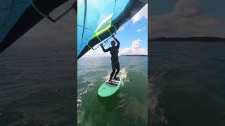 Jibe practice on new board Fanatic Sky Wing Team Ed denmark gong fanatic wingfoiling [upl. by Antin524]