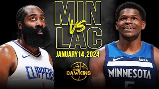 Los Angeles Clippers vs Minnesota Timberwolves Full Game Highlights  January 14 2024  FreeDawkins [upl. by Crandale]