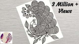 How to draw Mandala for Beginners  Peacock mandala art  Peacock drawing  StepbyStep  DoodleArt [upl. by Oman425]