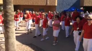 Sun City Line Dance Club  Rockin the Wagon Wheel [upl. by Peednus]