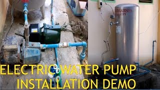 Electric water pump installation Pipe fittings and Electrical [upl. by Enelyaj]