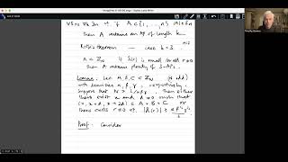 Introduction to additive combinatorics lecture 112  Part of the proof of Roths theorem [upl. by Lulu]