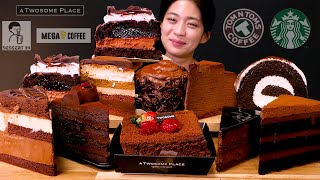 🍫초코는 사랑입니다❤️무려 10가지 초코케이크 먹방❤  Starbucks Twosome Place Tom N Toms Chocolat cake ASMR Mukbang [upl. by Atnwahs718]